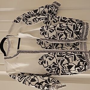 Chico's White/Black Linen Jacket